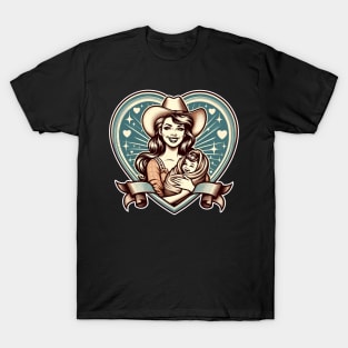 Vintage Motherhood Love Heart Symbol of Maternal Affection T-Shirt